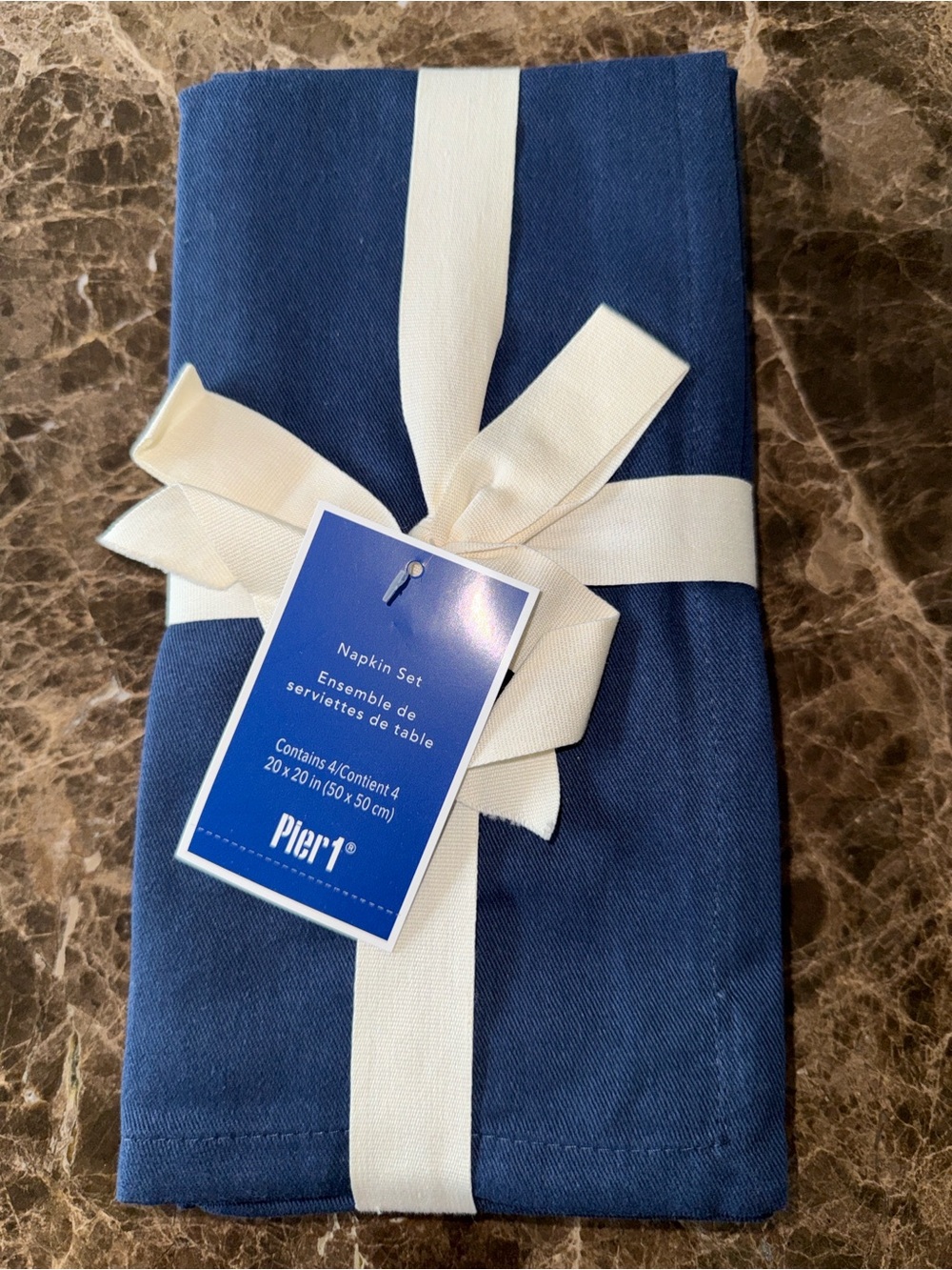 Pier 1 Navy Set of 4 100% Cotton Napkin Set, NWT
